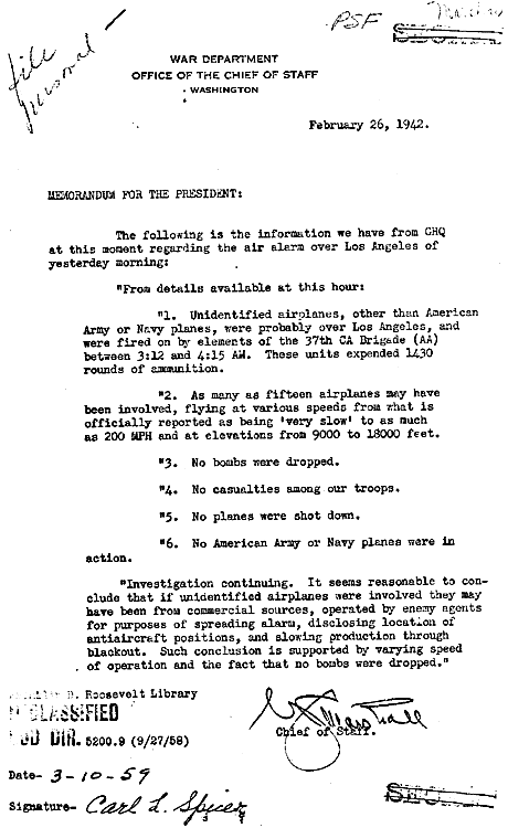 Battle of Los Angeles UFO case