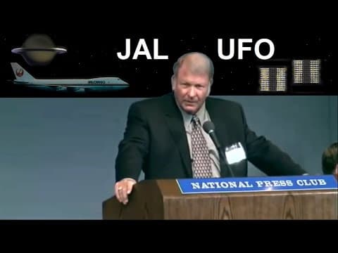 Material visual localizado del vuelo 1628 de Japan Air Lines procedente de YouTube/testimonio del National Press Club