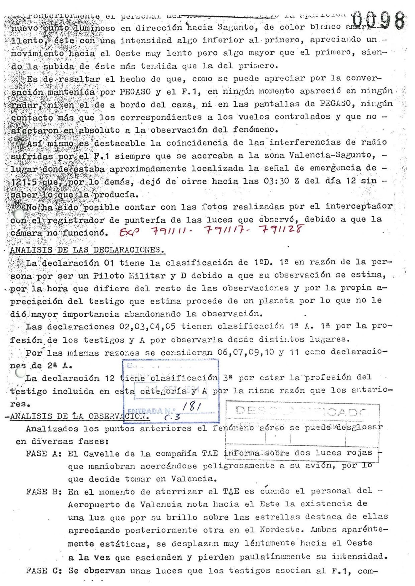 Page numérisée du juge sur l'absence de radar et les phases séparées