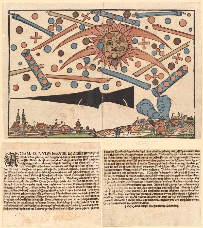 1561 Fenómeno celeste de Nuremberg contexto visual localizado de Wikimedia Commons