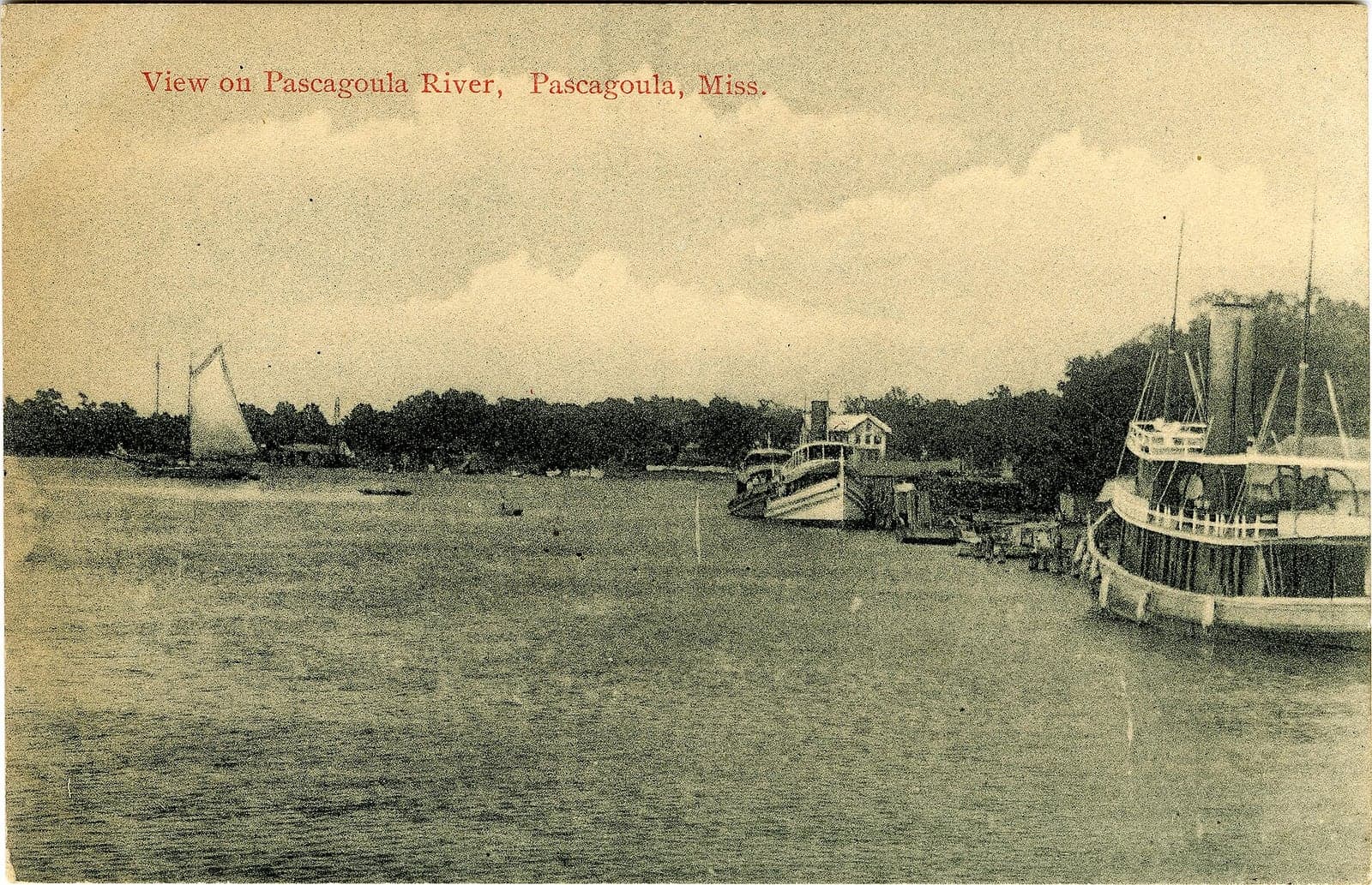 Vue historique de la rivière Pascagoula, dans le Mississippi