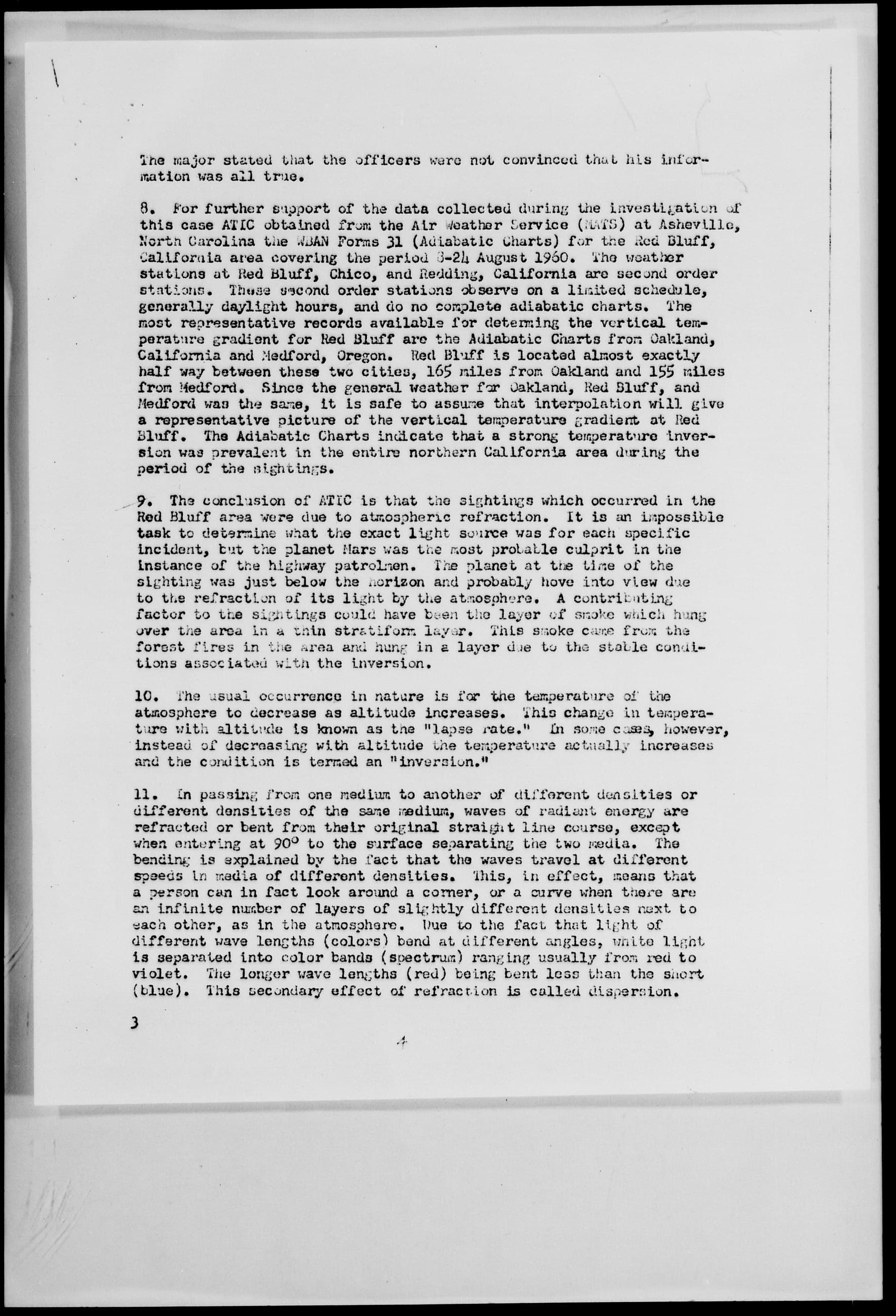 Analyse de l'ATIC des signalements de Red Bluff d'août 1960