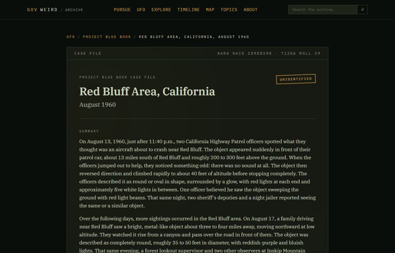 Caso OVNI del Libro Azul del Proyecto Red Bluff
