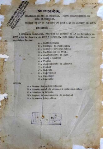 Première page du rapport naval de fin de mission de Trindade
