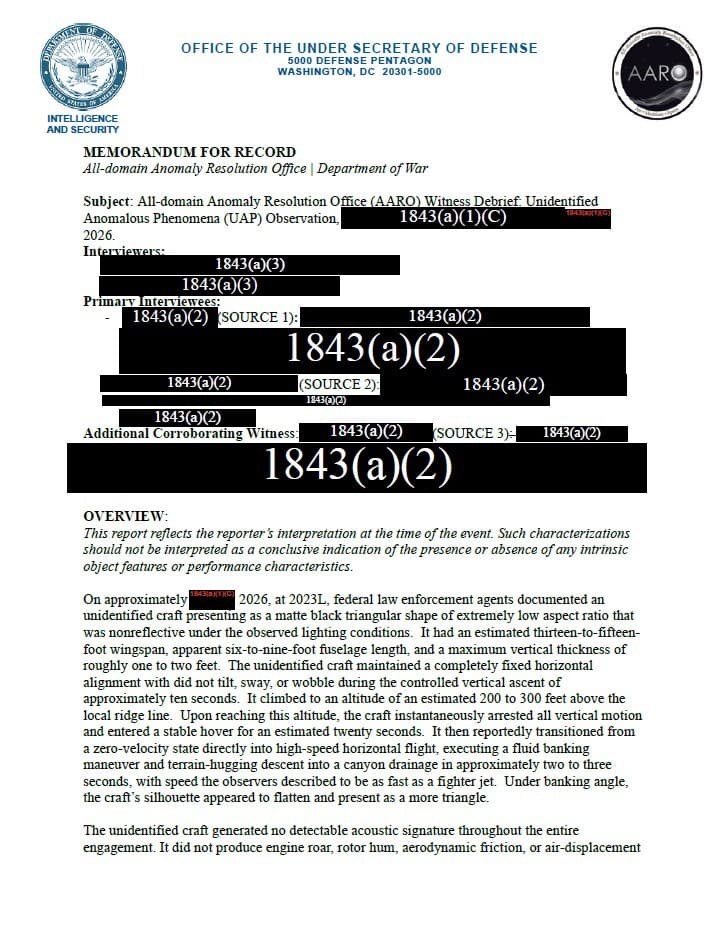 米国防当局、PURSUEのUAP記録を第7次公開 28件で動画なし
